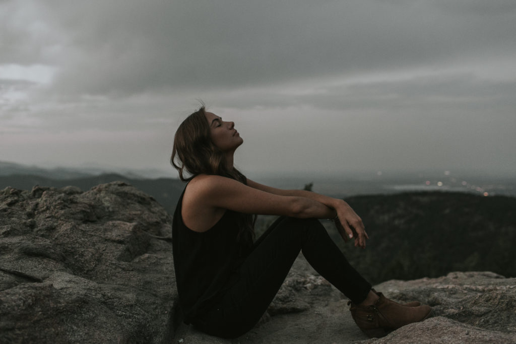 inhaling on mountain